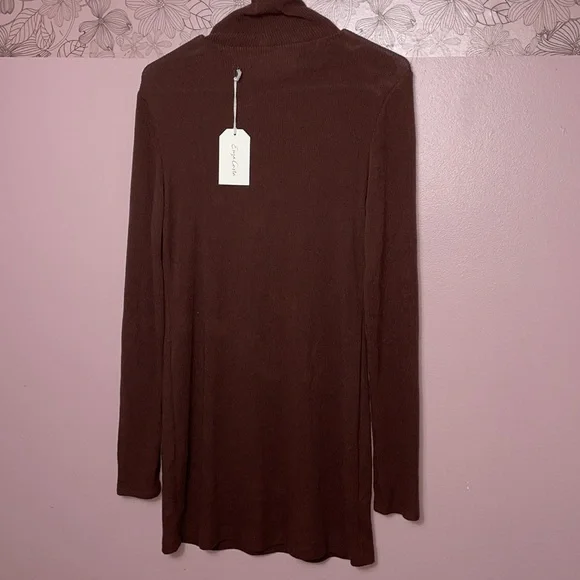 Revolve Enza Costa Knit Turtleneck Mini Dress in Coffee - Picture 2 of 3